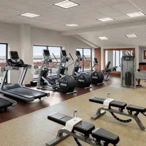 Fitness center available at Embassy Suites By Hilton Fort Worth Downtown.
