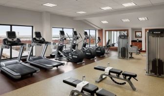 Fitness center available at Embassy Suites By Hilton Fort Worth Downtown.
