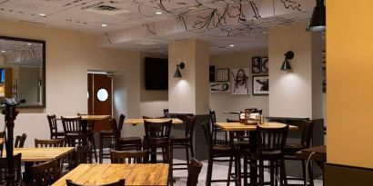 Dining area perfect for coworking at Embassy Suites By Hilton Fort Worth Downtown.
