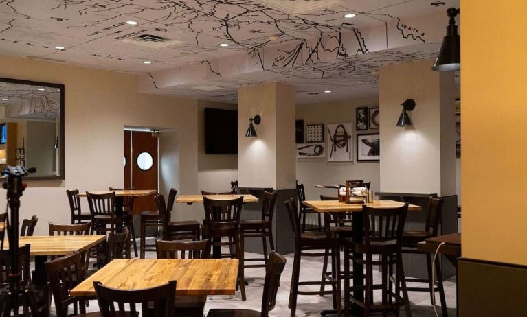 Dining area perfect for coworking at Embassy Suites By Hilton Fort Worth Downtown.
