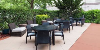 Seats in the garden available at Hilton Garden Inn Sacramento/South Natomas.