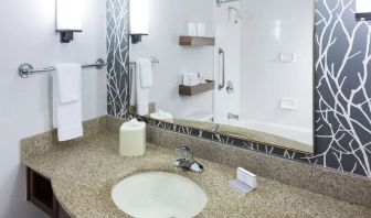 Guest bathroom with shower and tub at Hilton Garden Inn Sacramento/South Natomas.