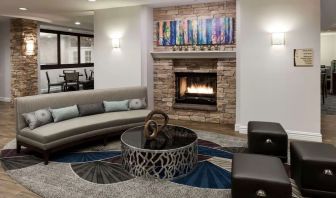 Lobby and coworking lounge at Homewood Suites By Hilton San Jose Airport-Silicon Valley.