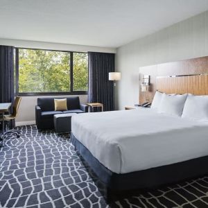 Day use room with work desk and sofa at Hyatt Regency Princeton.