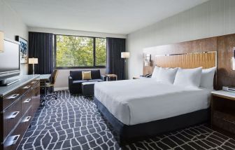 Day use room with work desk and sofa at Hyatt Regency Princeton.