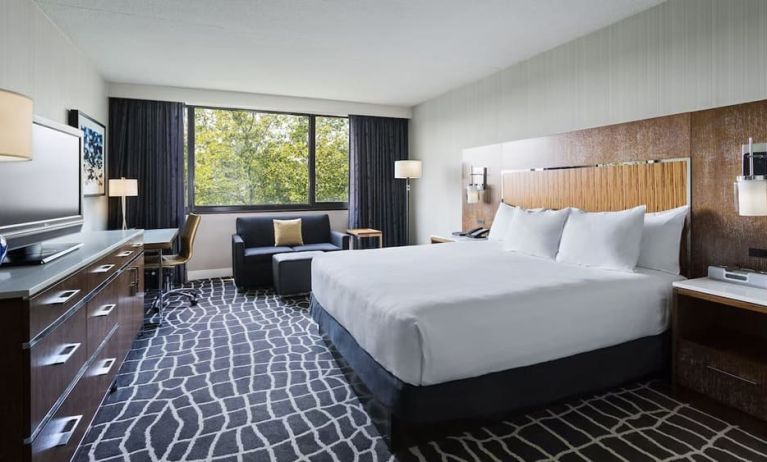 Day use room with work desk and sofa at Hyatt Regency Princeton.