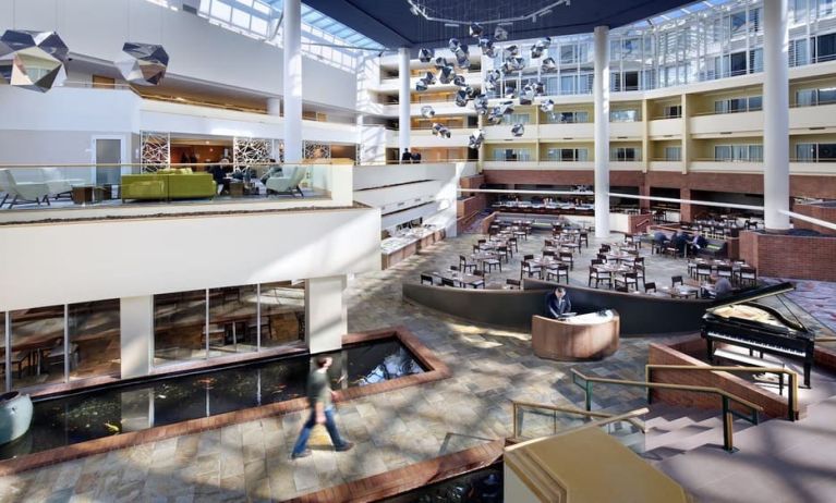 Lobby and coworking lounge at Hyatt Regency Princeton.