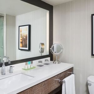 Guest bathroom with shower at Hyatt Regency Princeton.