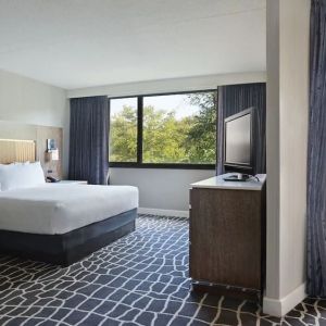 Day use room with work desk and balcony at Hyatt Regency Princeton.