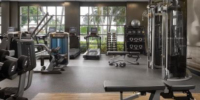 Fitness center at Marriott Boca Raton.