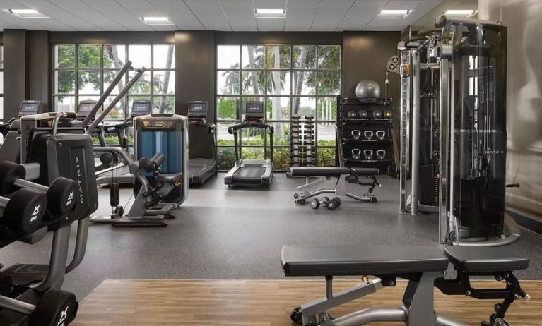 Fitness center at Marriott Boca Raton.