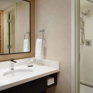 Guest bathroom with shower at Marriott Boca Raton.