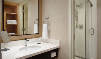 Guest bathroom with shower at Marriott Boca Raton.