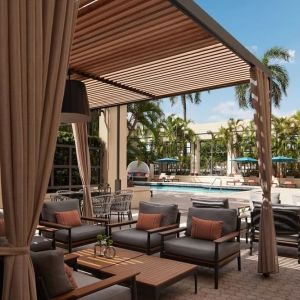 Cabanas around the outdoor pool at Marriott Boca Raton.