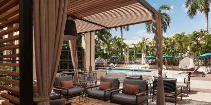 Cabanas around the outdoor pool at Marriott Boca Raton.