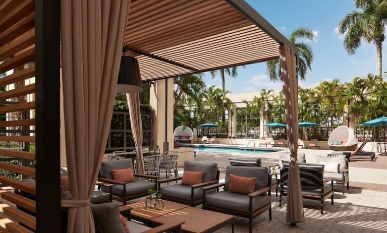 Cabanas around the outdoor pool at Marriott Boca Raton.