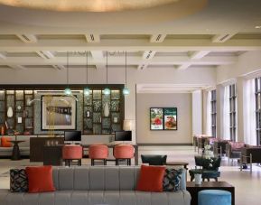 Lobby and coworking lounge at Marriott Boca Raton.