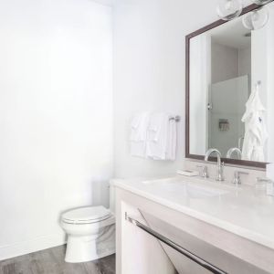 Guest bathroom at Parrot Key Hotel & Villas.