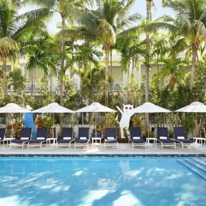 Outdoor pool with loungers at Parrot Key Hotel & Villas.