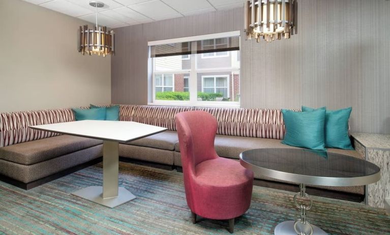 Lobby and coworking lounge at Residence Inn By Marriott Provo.