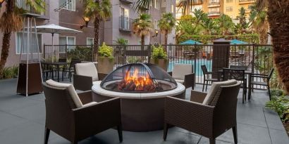 Firepit beside the pool at Residence Inn By Marriott San Diego Downtown.