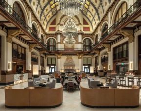 Lobby and coworking lounge at Union Station Hotel Nashville.