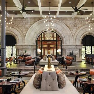 Dining area perfect for coworking at Union Station Hotel Nashville.