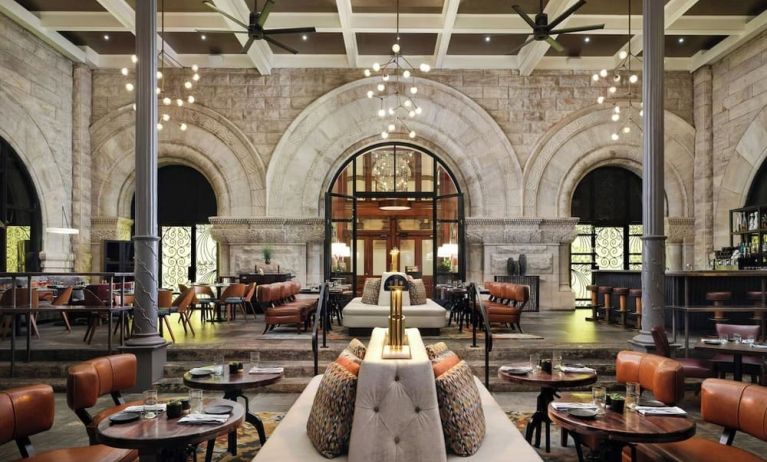 Dining area perfect for coworking at Union Station Hotel Nashville.