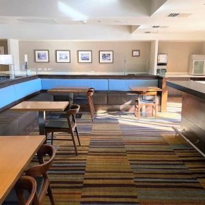 Dining area perfect for coworking at Fairfield Inn By Marriott Las Vegas Convention Center.
