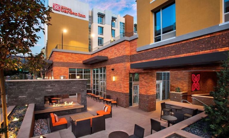 Courtyard perfect for coworking at Hilton Garden Inn Burbank Downtown.