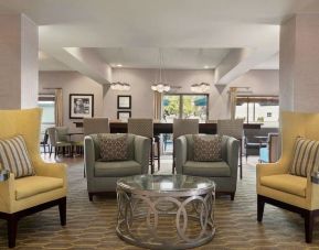 Lobby and coworking lounge at Hampton Inn Phoenix-Midtown-Downtown Area.