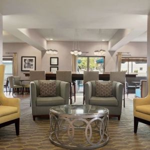 Lobby and coworking lounge at Hampton Inn Phoenix-Midtown-Downtown Area.