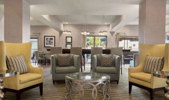 Lobby and coworking lounge at Hampton Inn Phoenix-Midtown-Downtown Area.