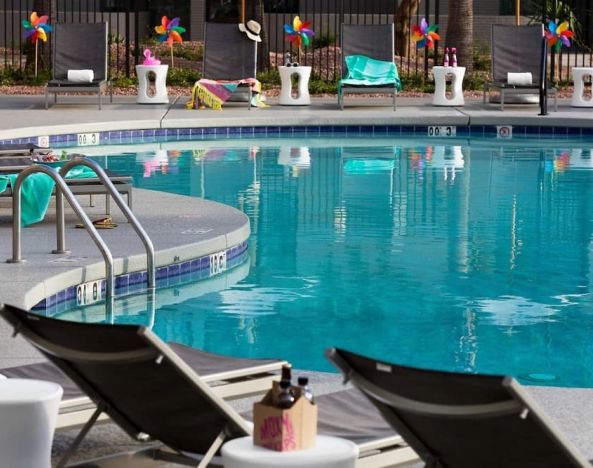 Refreshing outdoor pool at Moxy Phoenix Tempe/ASU Area.