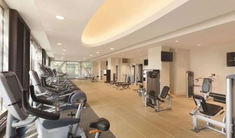 Fitness center at Hilton Boston Logan Airport.