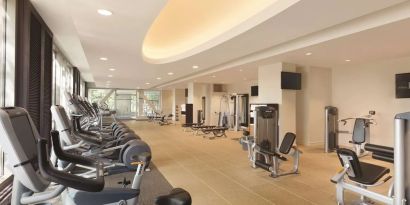 Fitness center at Hilton Boston Logan Airport.