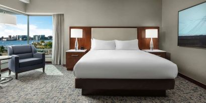 Day use room with natural light at Hilton Boston Logan Airport.