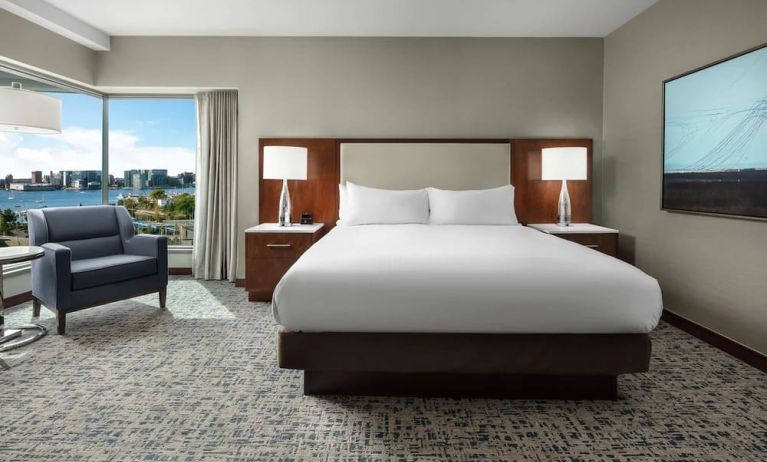 Day use room with natural light at Hilton Boston Logan Airport.