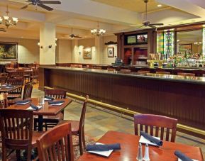 Breakfast area perfect for coworking at Hilton Boston Logan Airport.