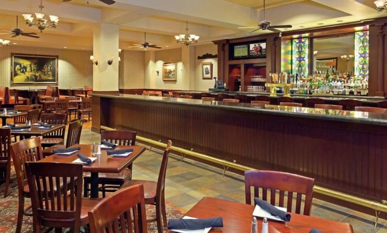 Breakfast area perfect for coworking at Hilton Boston Logan Airport.