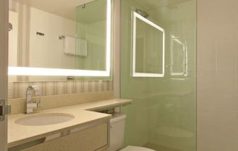 Guest bathroom with shower at The Garland.