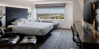 Day use room with work desk at Hyatt Regency Dallas.
