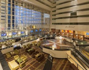 Lobby and coworking lounge at Hyatt Regency Dallas.