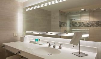 Guest bathroom with shower at Hyatt Regency Dallas.