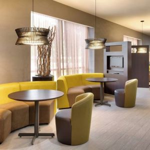 Media pods perfect for coworking at Courtyard By Marriott Charlotte Airport/Billy Graham Parkway.