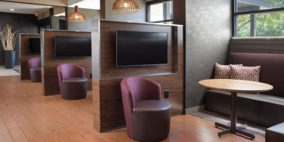 Media pods perfect for coworking at Courtyard By Marriott Dallas DFW Airport North/Irving.