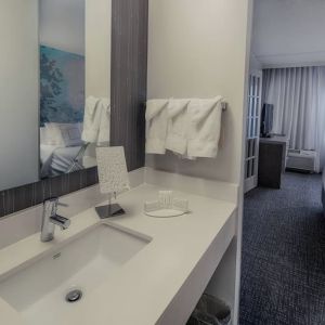 Guest bathroom inside day use room at Courtyard By Marriott Dallas DFW Airport North/Irving.