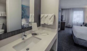 Guest bathroom inside day use room at Courtyard By Marriott Dallas DFW Airport North/Irving.