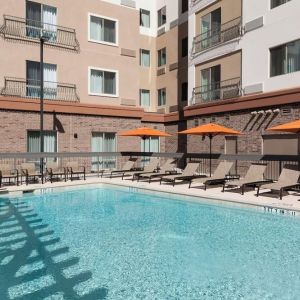 Refreshing outdoor pool at Courtyard By Marriott Fort Worth Historic Stockyards.