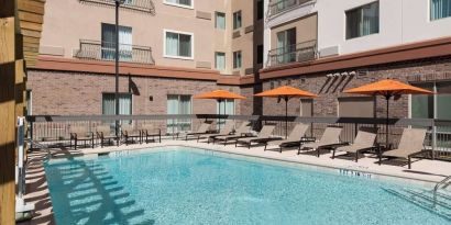 Refreshing outdoor pool at Courtyard By Marriott Fort Worth Historic Stockyards.